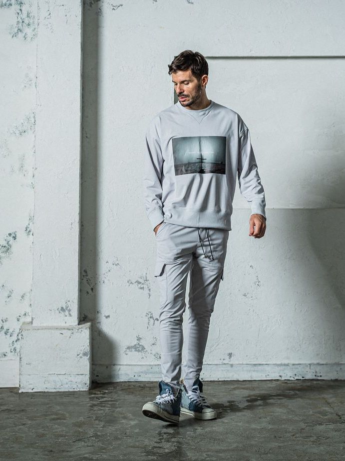 《予約11月17日19時締め》 EX sweat Photo drop trainer / トレーナー / グレー
