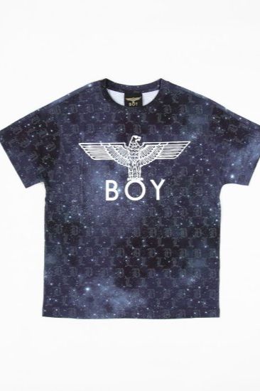 COSMIC PATTERN EAGLE WING T-SHIRTS/ ブラック 【BOY LONDON】