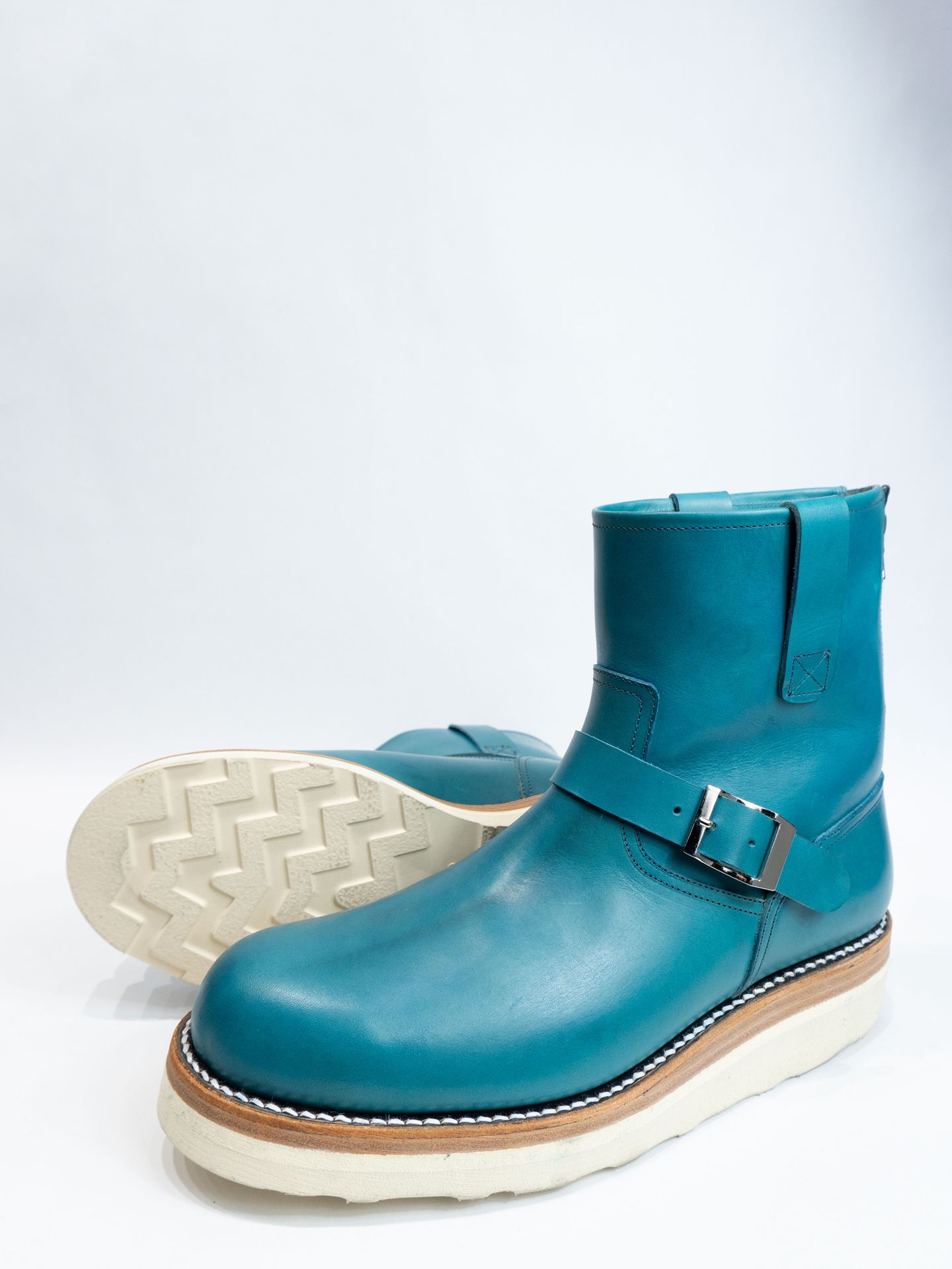 【予約】イタリアン ダブルショルダー ショートエンジニアブーツ  STB010-01 [ ：MATILDA （マチルダ）]  COLOR：TURQUOISE（【STRUM】