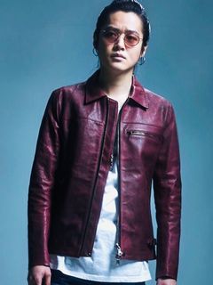 FEVER フルタンニン鞣しジャパンカーフスキン 燃焼製品染めシングルライダース / BURGUNDY 【STRUM】