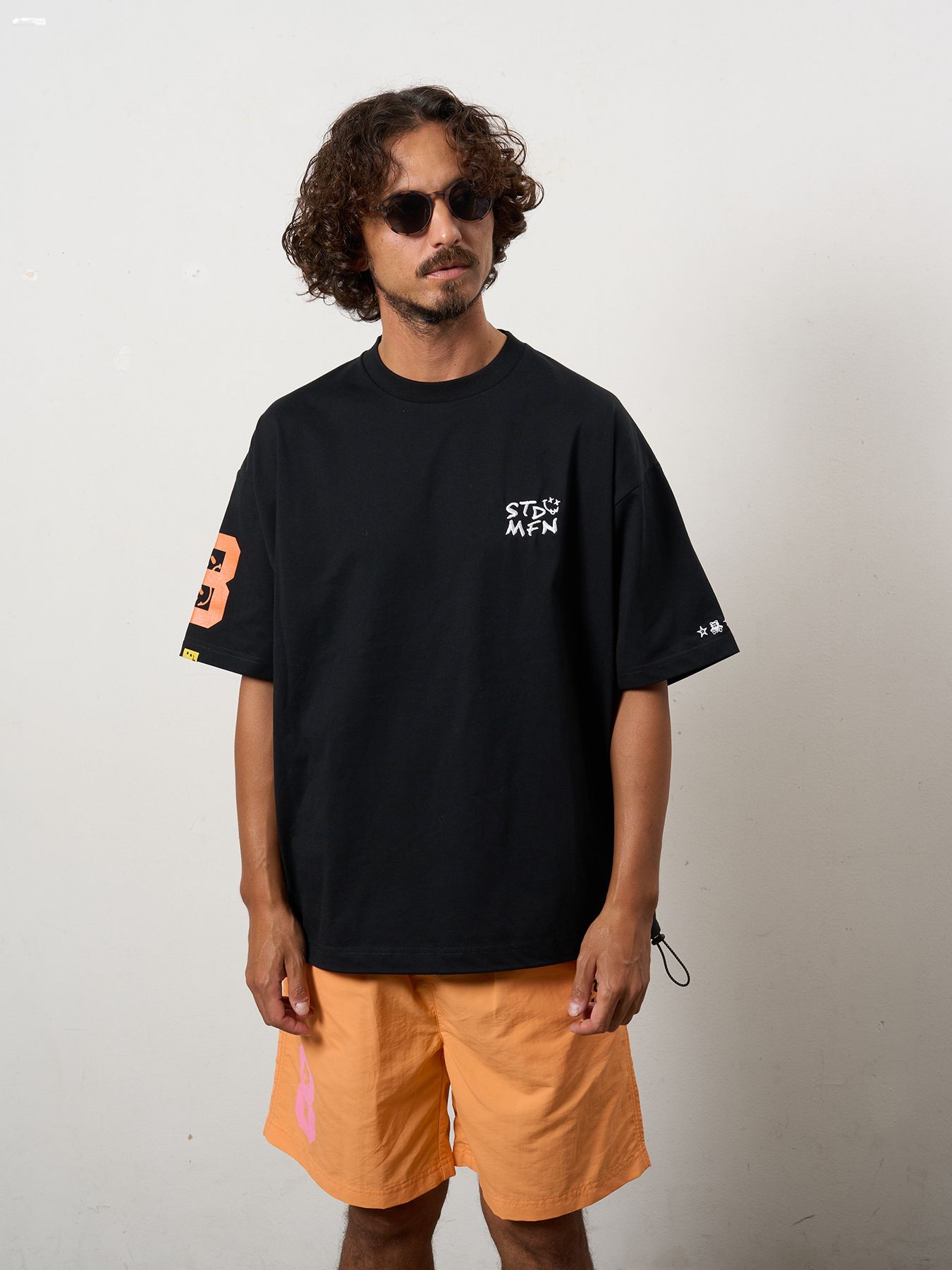 【予約品 10月16日(木) 締切】7ozコットン天竺 8マイル ドローコード ワイドSSTシャツ / ブラック