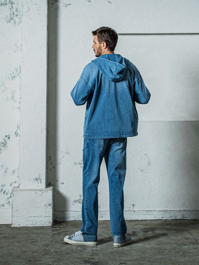 《予約11月17日19時締め》 DENIM JERSEY  coach hoodie / ジャケットパーカー / ライトインディゴ