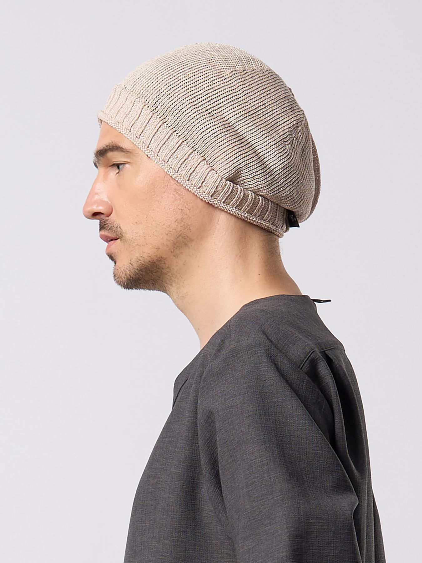 【予約品 9月23日(火) 締切】GIMA roll beanie / 擬麻 ロールビーニー / ライトベージュ