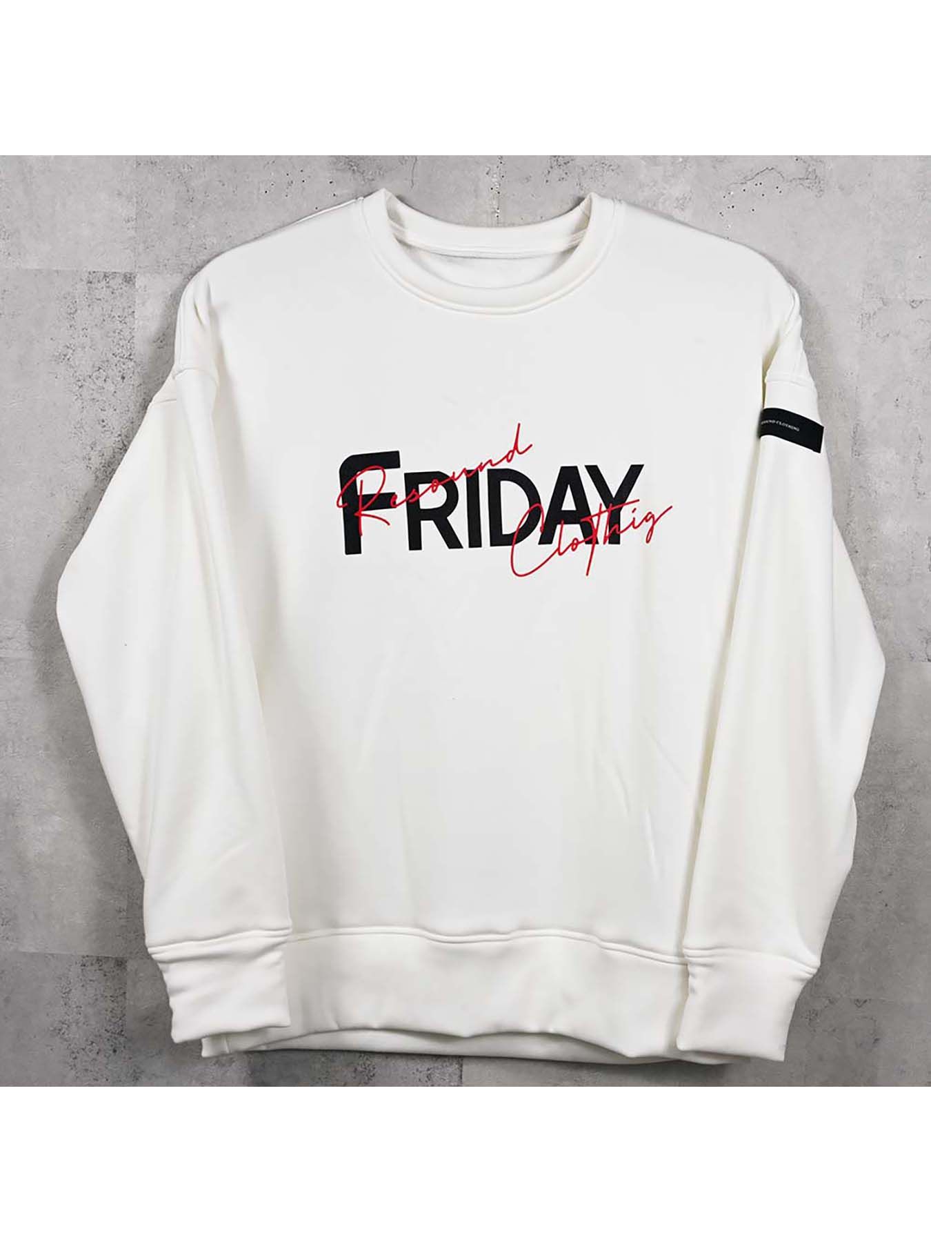 【予約品 8月31日(日) 締切】FRIDAY OLD LOGO VEROURS FLEECE TRAINER / FRIDAYコラボ オールドロゴ ベロアフリース トレーナー / ホワイト