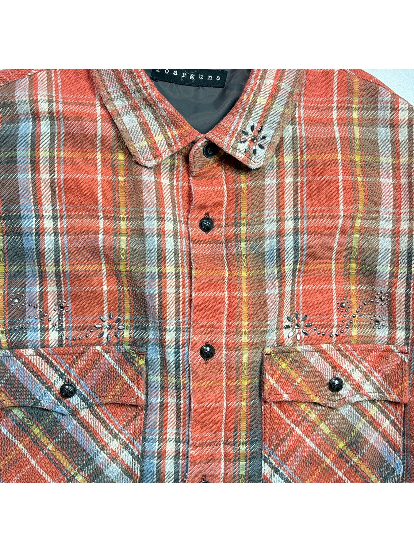 【予約品 3月9日(月) 18:00 締切】STUDS CHECK SH CRY / クリスタルクロスガン スタッズ チェックシャツ / レッド