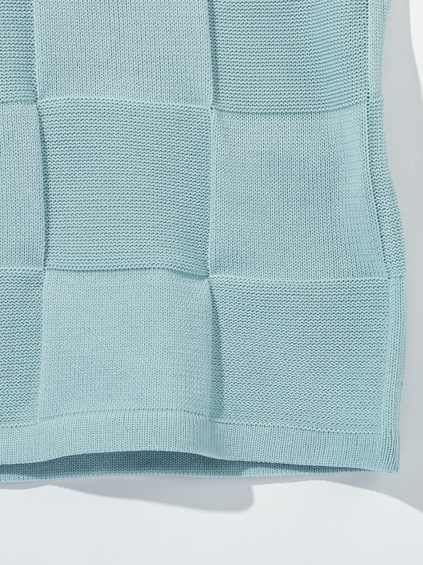 ブロックニット半袖ポロシャツ / サックス