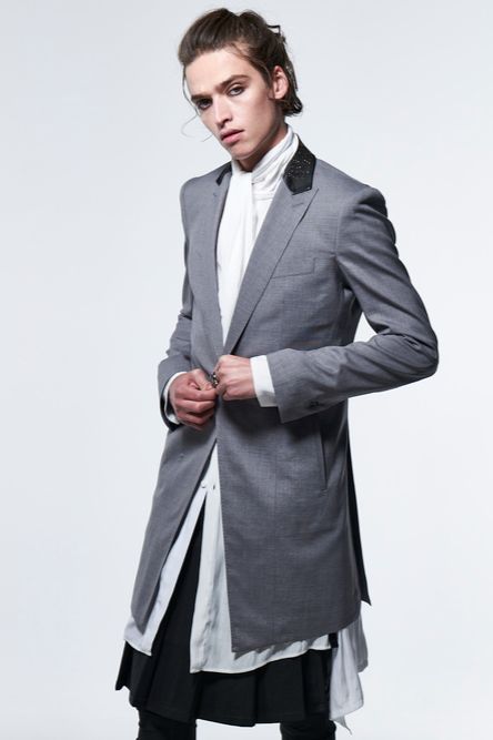 《予約品》 スタッズNailStudsCollarLongJacket / ライトグレー 【kiryuyrik】 2023年3月以降入荷予定