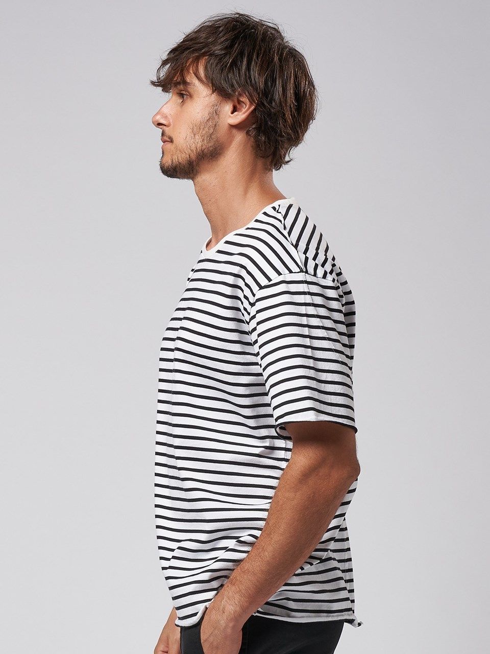 wjk - 《予約品》 wide cut-off border S/S / ボーダーTシャツ