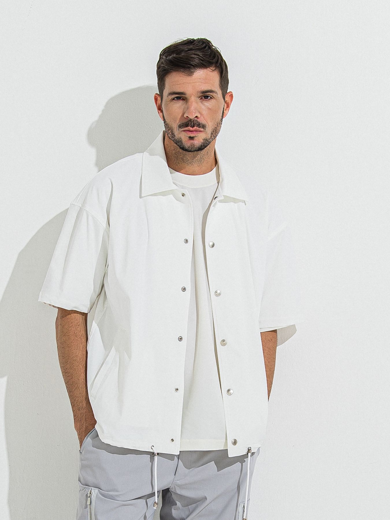 【予約品 】NYLON HALF COACH JACKET / ナイロンハーフコーチジャケット / ホワイト