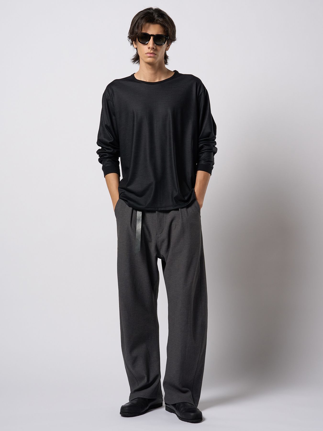 【予約品 9月23日(火) 締切】W-ring long belt / Wリング ロングベルト / グレー