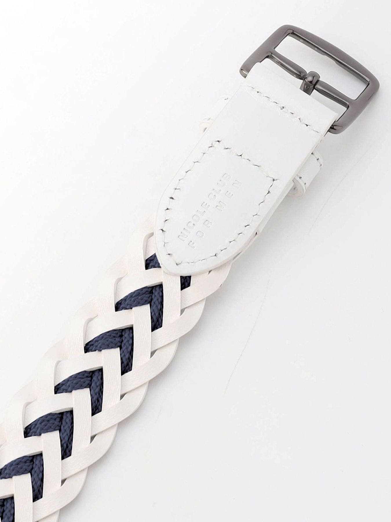 ナローコードメッシュベルト / ホワイト 【NICOLE CLUB FOR MEN】