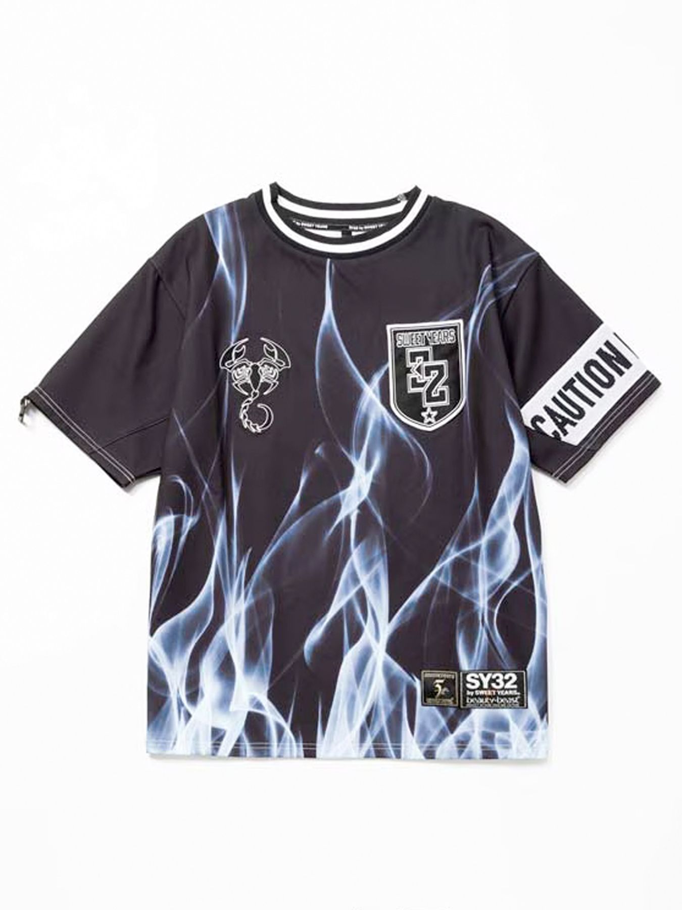 Wネームコラボ beauty:beast × SY32  SWEAT TEE / ブラック×ホワイト【SY32 by SWEET YEARS】