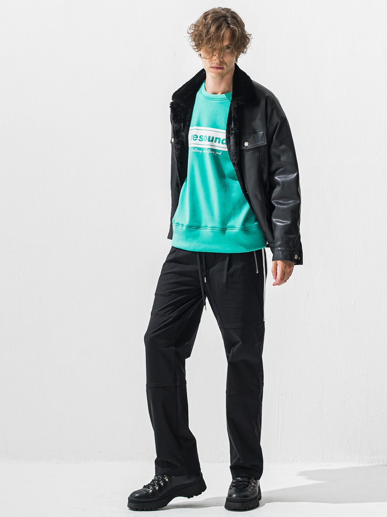 【予約品 9月6日(日) 締切】LEATHER FUR OVER G / レザー ファー オーバー Gジャン / ブラック