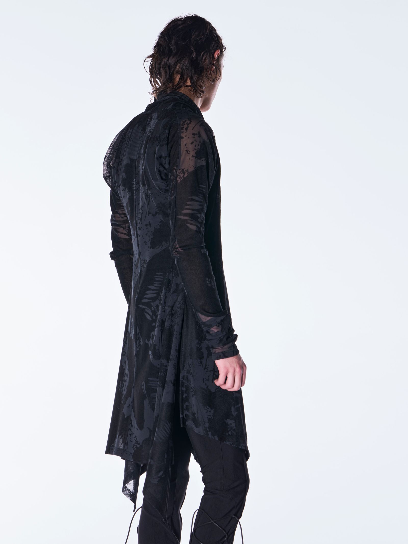 【予約品 6月29日(月) 締切】Opal Mesh Flare Cardigan / オパールメッシュ フレアカーディガン / ブラック