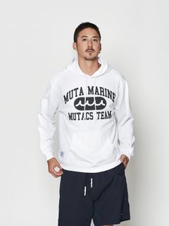 【予約品 10月9日(木) 締切】muta College Logo Hooded Sweatshirt / パーカー / ホワイト【Acanthus × muta MARINE】