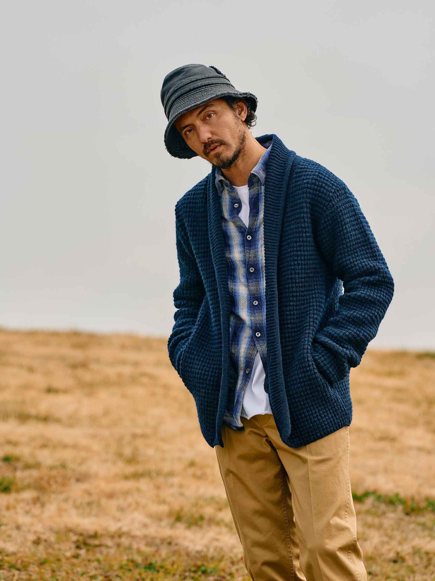 【予約品】 twist wrinkle check / シャツ / ブルー