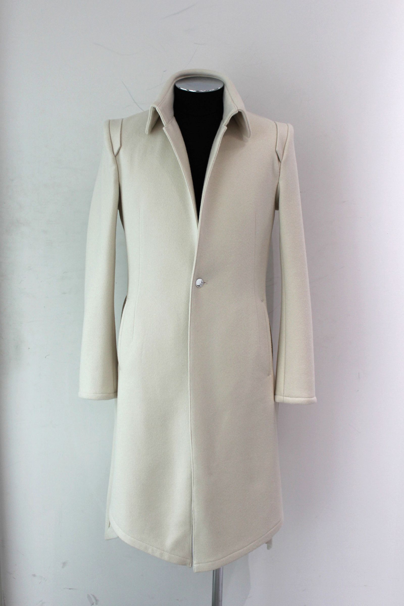 《予約品》 StandCollarFlareJacket テーラードジャケット KnitMelton / Ivory 【kiryuyrik】 11月入荷予定