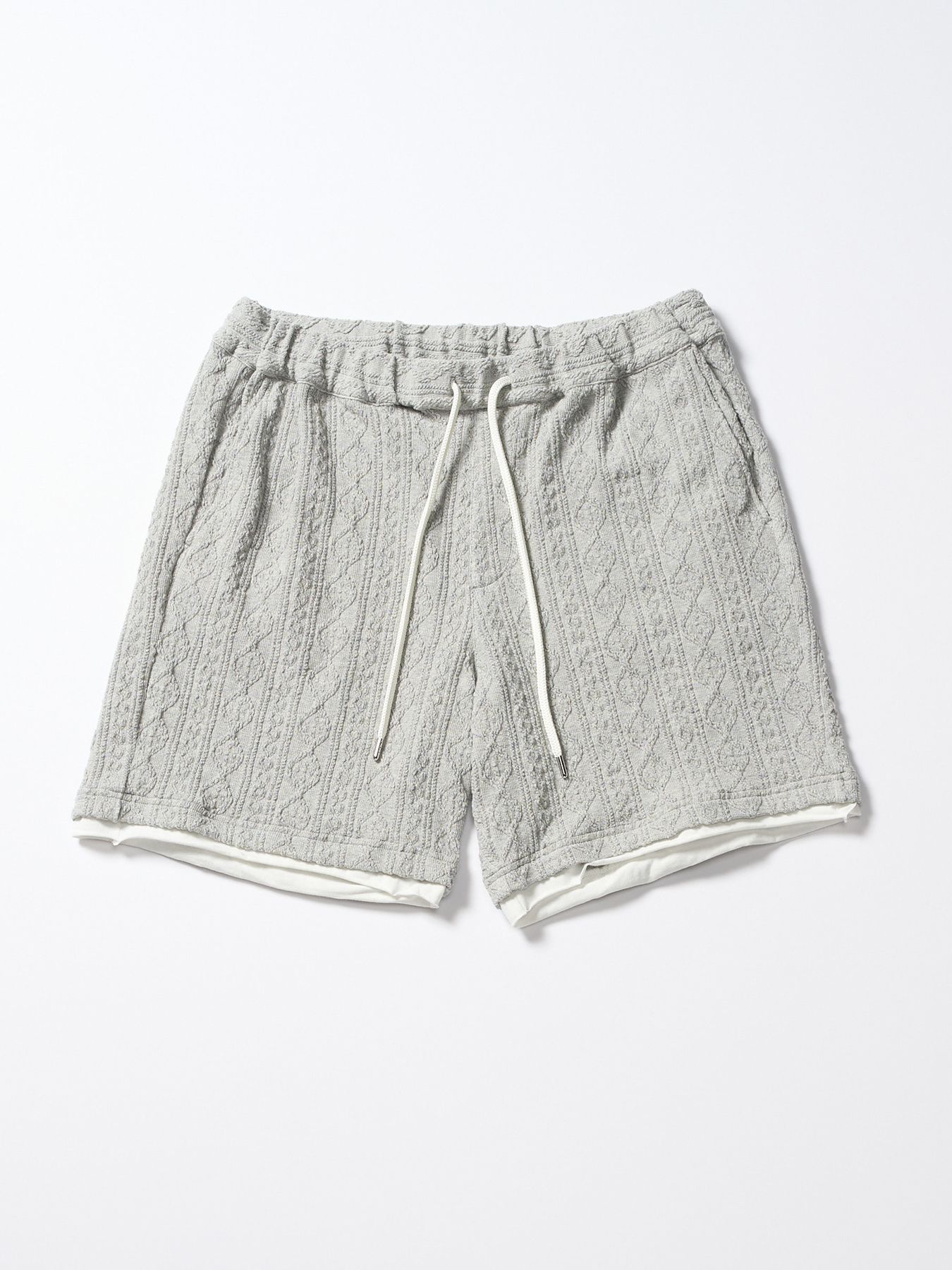 【予約品 1月25日(日) 締切】jacquard summer knit shorts / ジャガード サマーニット ショーツ / 杢グレー