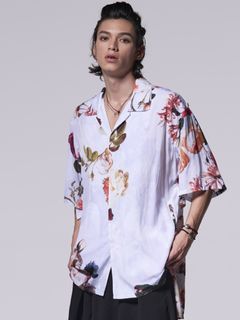 《予約品》 KAIKIN-HIYOKU Shirt / 開襟比翼シャツ / ホワイト・フローラ柄