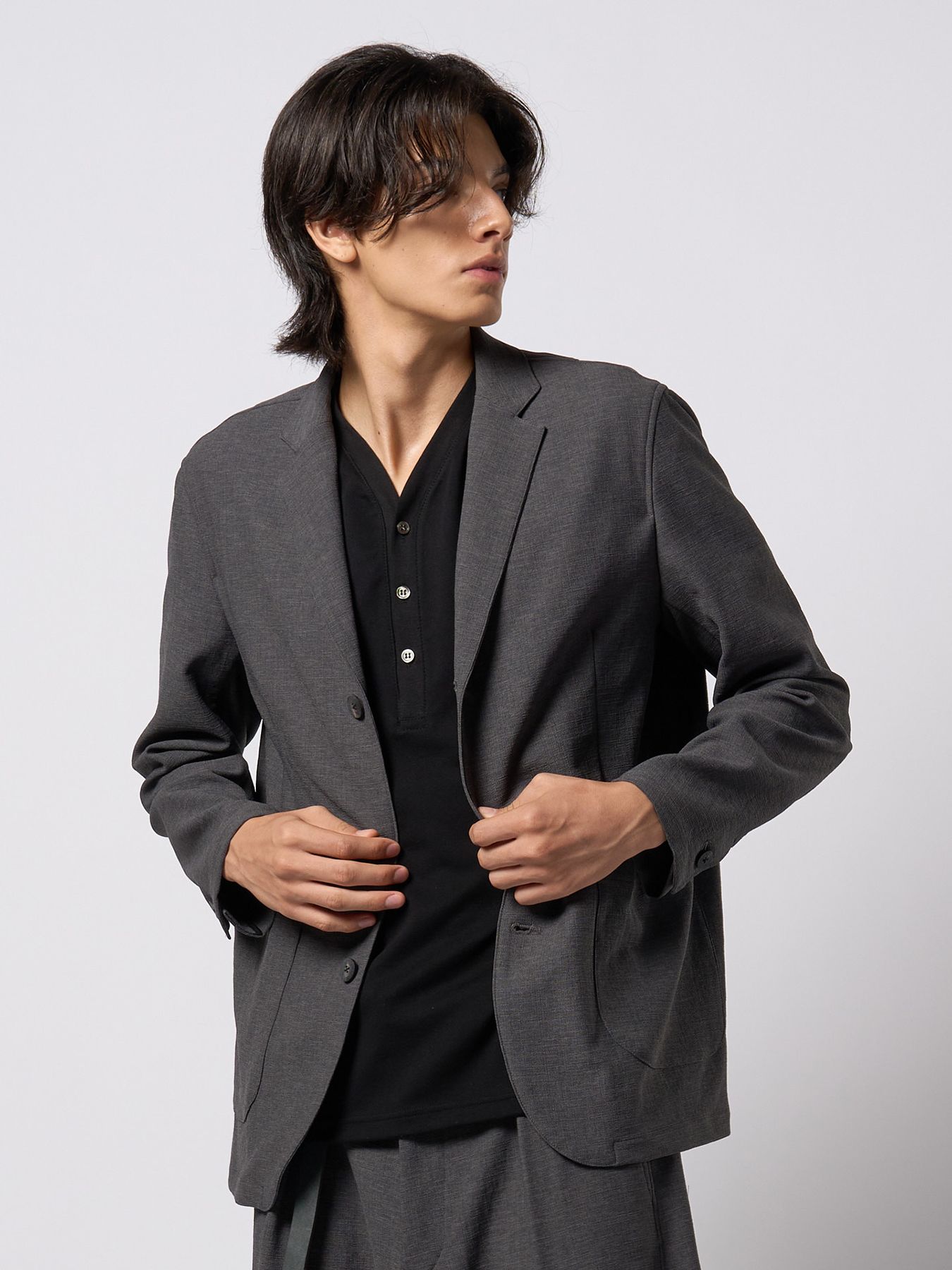 【予約品 9月23日(火) 締切】relax single jacket / リラックス シングルジャケット / チャコール