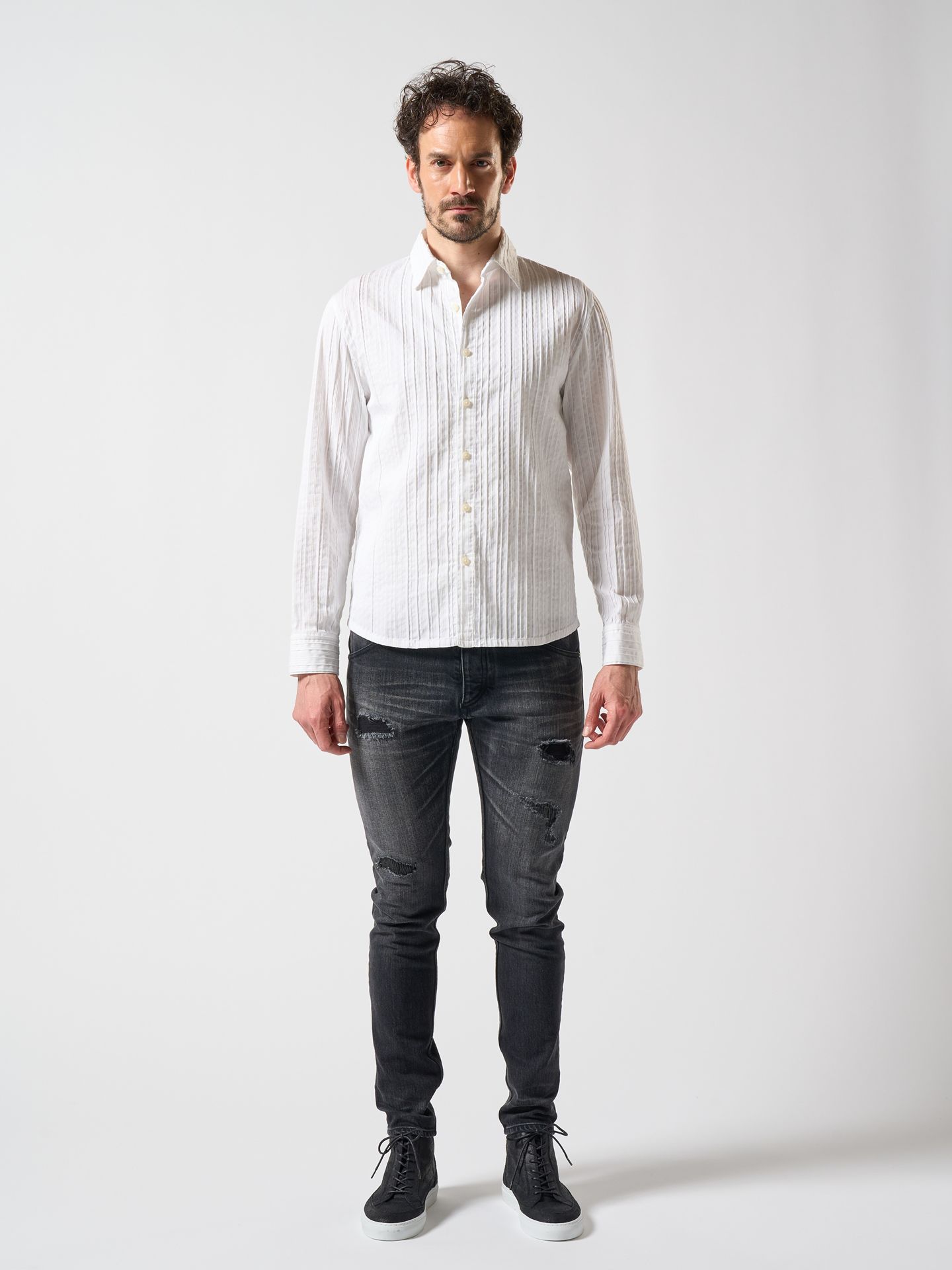 【予約品】 stripe shirt / ストライプシャツ / ホワイト