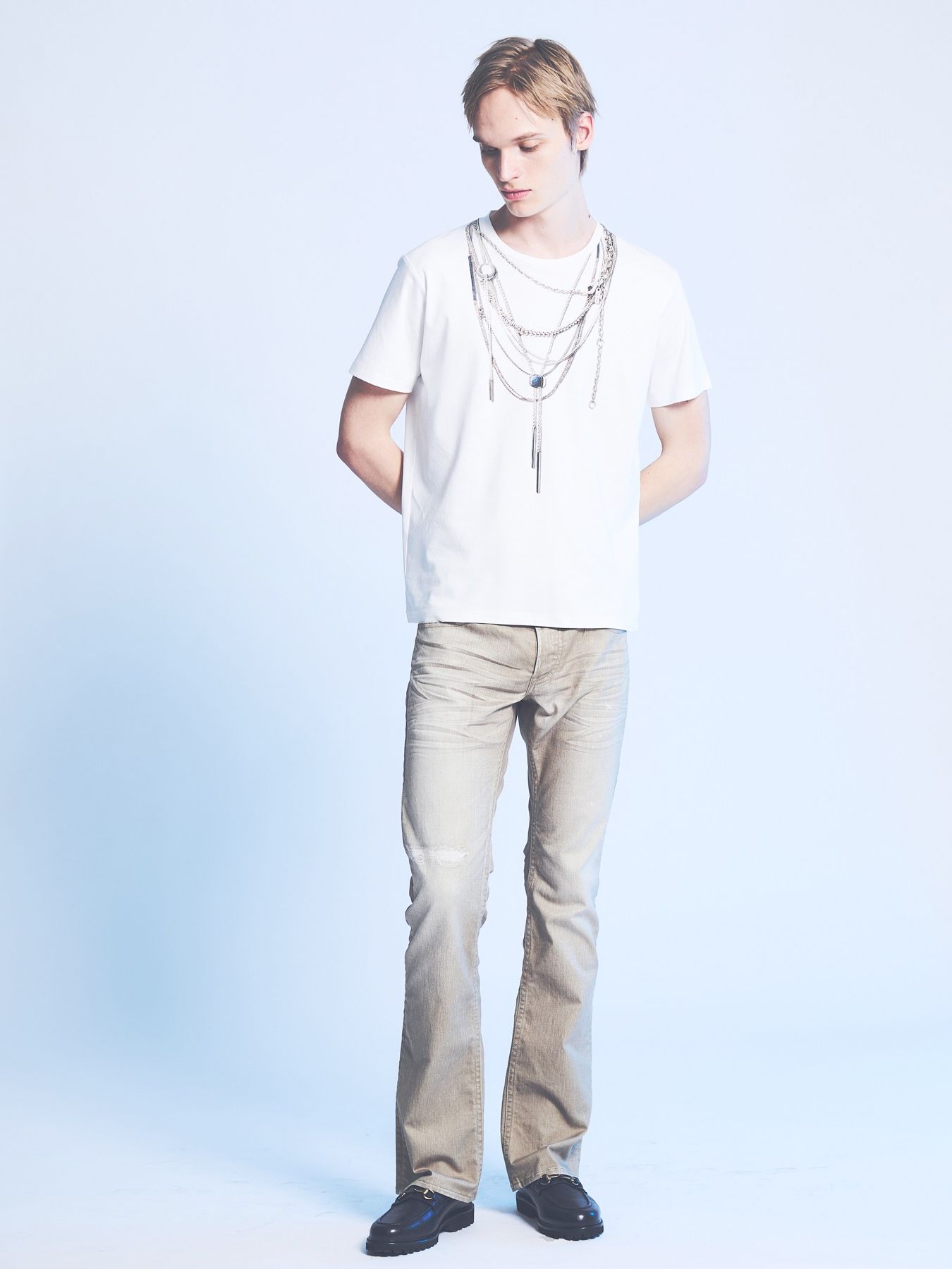 《YArKA × 5351》ネックレス プリント 半袖 Tシャツ / ホワイト【5351 POUR LES HOMMES】
