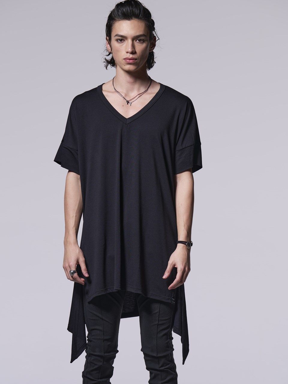 新品タグ付き kiryuyrik Flare V-Neck T-Shirt キリュウキリュウ kiryuyrik Flare Shirt （White-Red