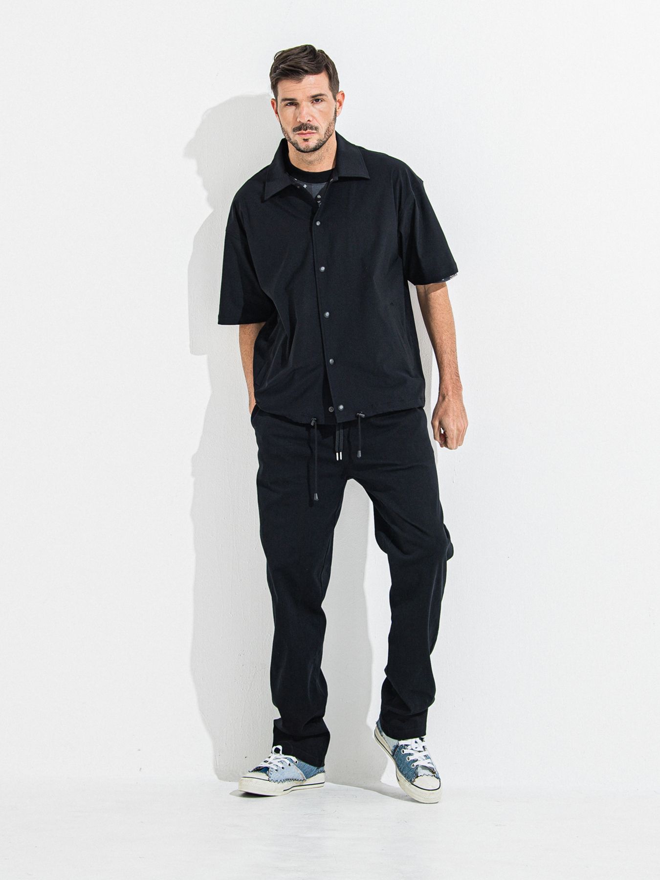 【予約品】NYLON HALF COACH JACKET / ナイロンハーフコーチジャケット / ブラック