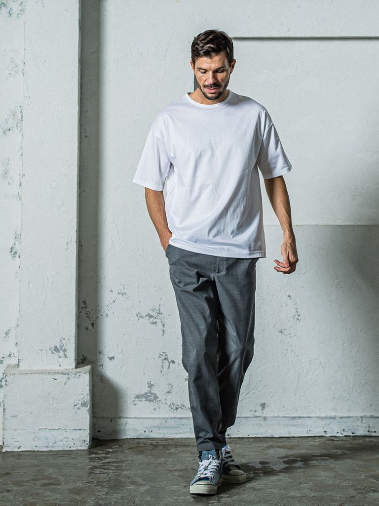 PAT WIDE EASY PANTS / ウオッシャブルトロピカルウール イージーパンツ / ライトグレー