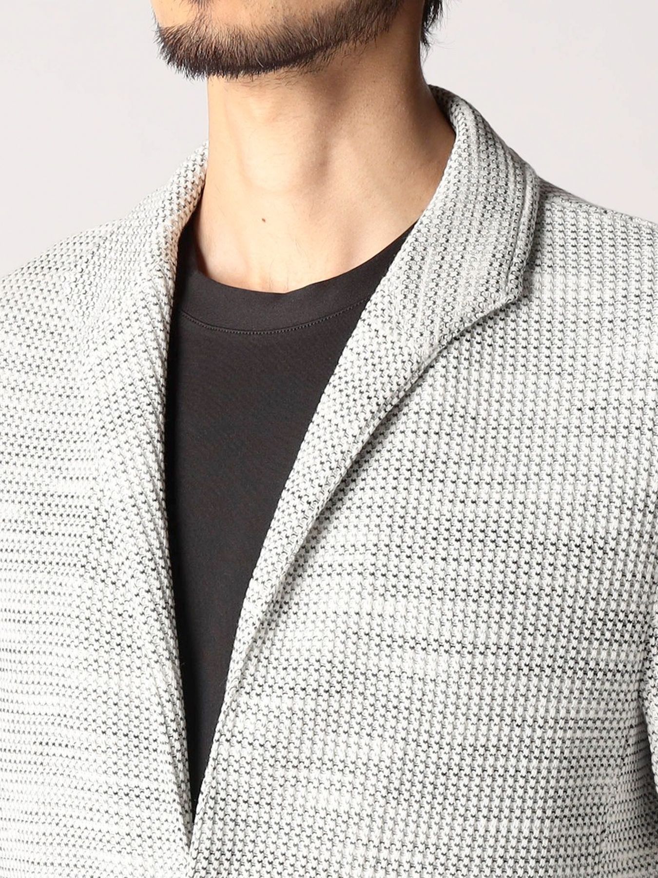 メランジワッフルカットジャケット / ホワイト 【NICOLE CLUB FOR MEN】