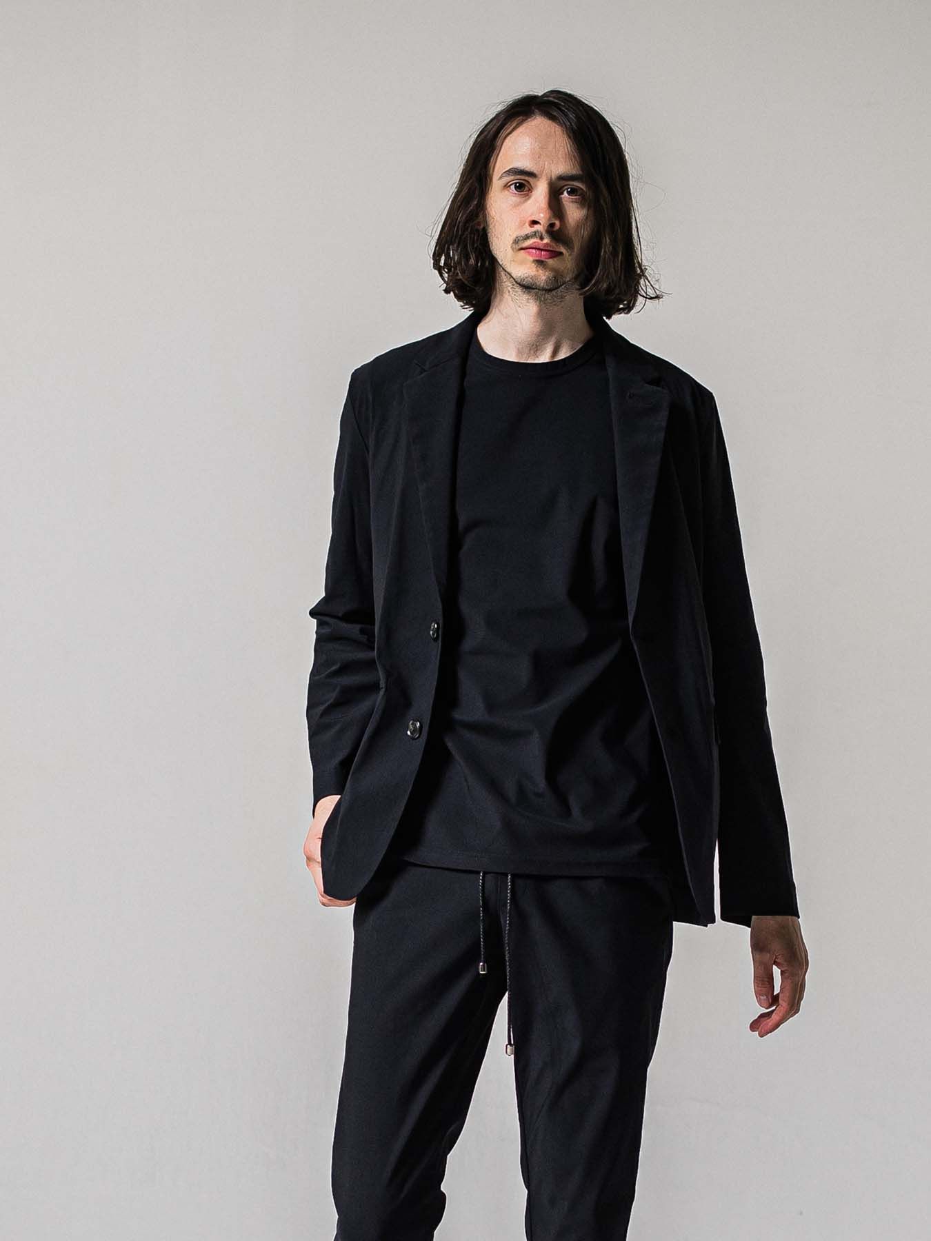 【予約品 11月16日(日) 締切】GARY LOOSE JACKET / ルーズフィット ジャージ テーラードジャケット / ナイロンブラック