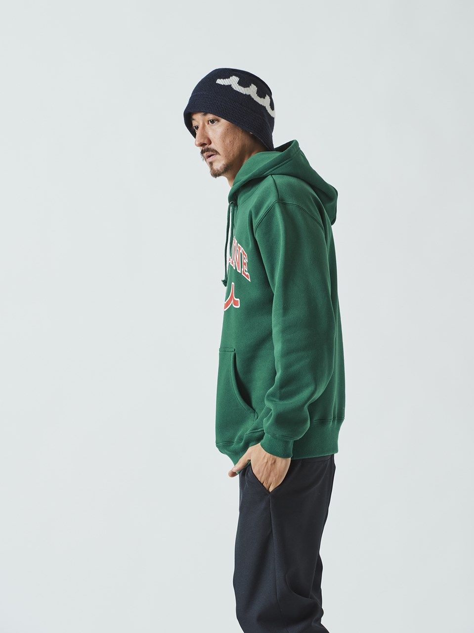 muta College Logo Hooded Sweatshirt / プルオーバーパーカー / グリーン 【Acanthus×muta】