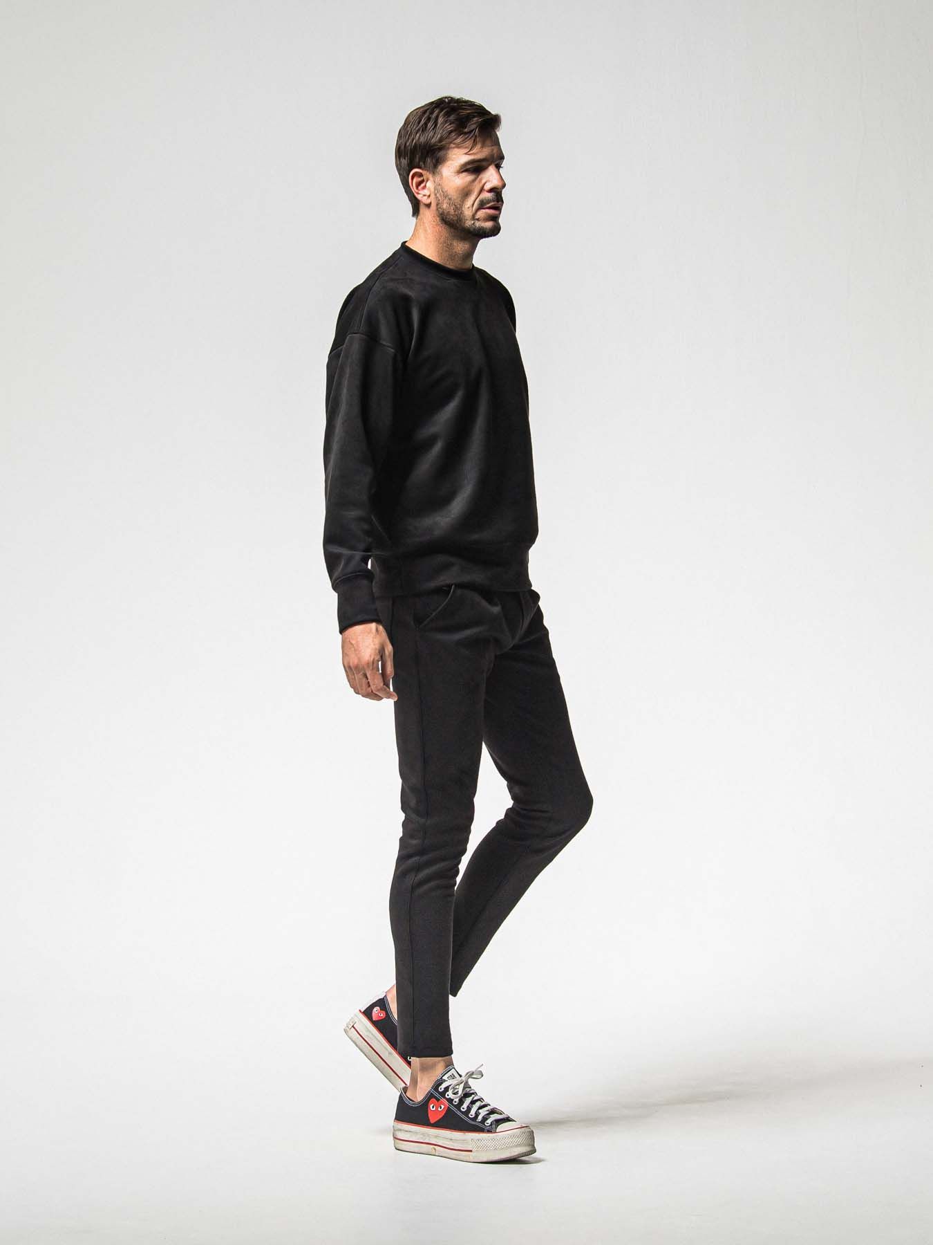 【予約品 8月31日(日) 締切】CHRIS EASY SUEDE TUCK PANTS / クリス イージー スウェードタックパンツ / ブラック