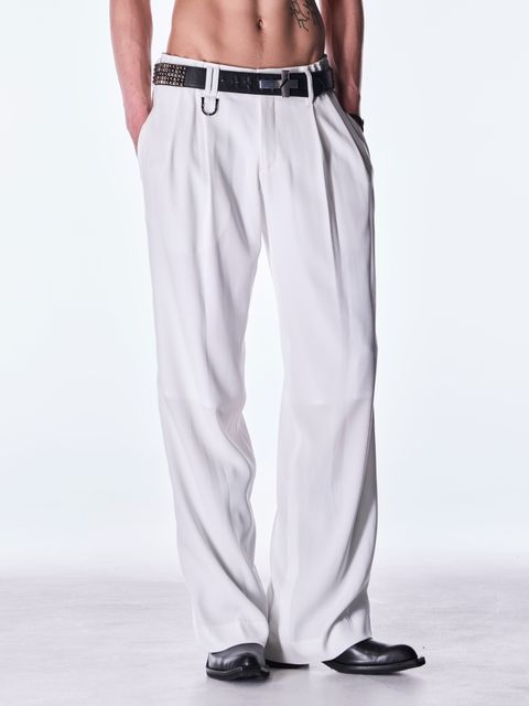 【予約品 6月29日(月) 締切】Back Satin Wide Slacks / ワイドスラックス / ホワイト