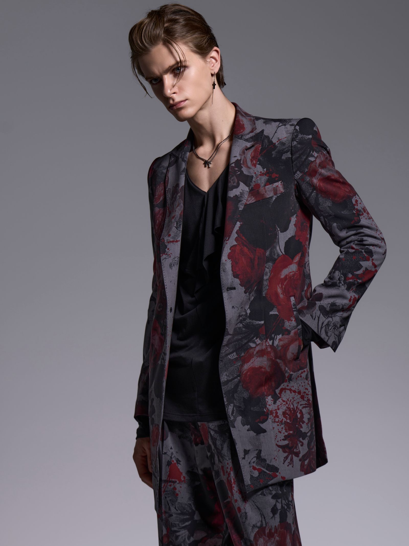 【予約品 1月4日(日) 締切】Long Jacket / ロングジャケット / グレーフローラ