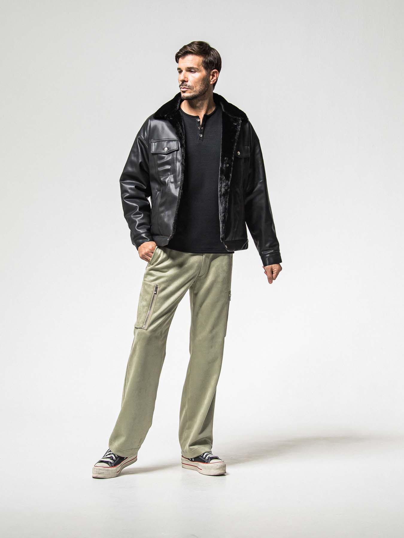 【予約品 8月31日(日) 締切】LEATHER FUR OVER G / レザーファーオーバーGジャケット / ブラック