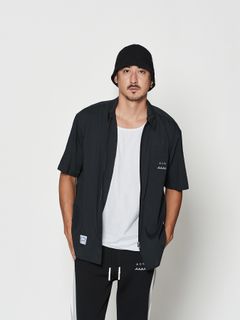 【予約品 10月9日(木) 締切】muta Dot Air(R) Zip Up S-S Shirt / ZIP半袖シャツ / ブラック【Acanthus × muta MARINE】