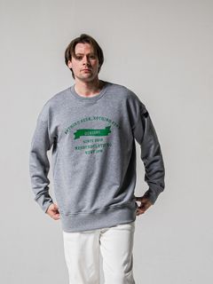 【予約品 11月16日(日) 締切】HF URAKE COLLEGE DROP TRAINER / 裏毛 カレッジロゴルーズ トレーナー / グレー