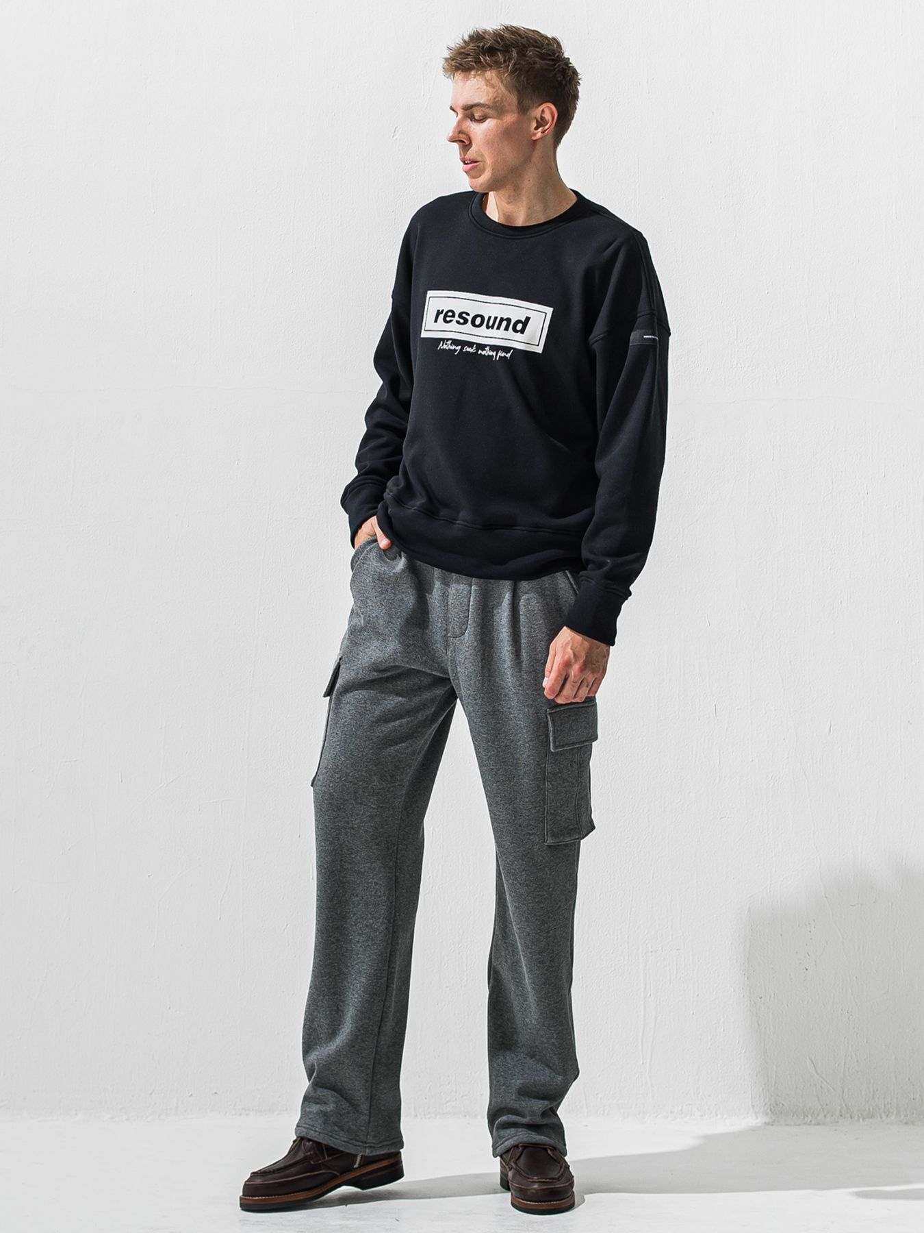 【予約品 9月6日(日) 締切】BOX VELOURS FLEECE DROP TRAINER / ボックスロゴ 裏起毛 ルーズトレーナー / ブラック