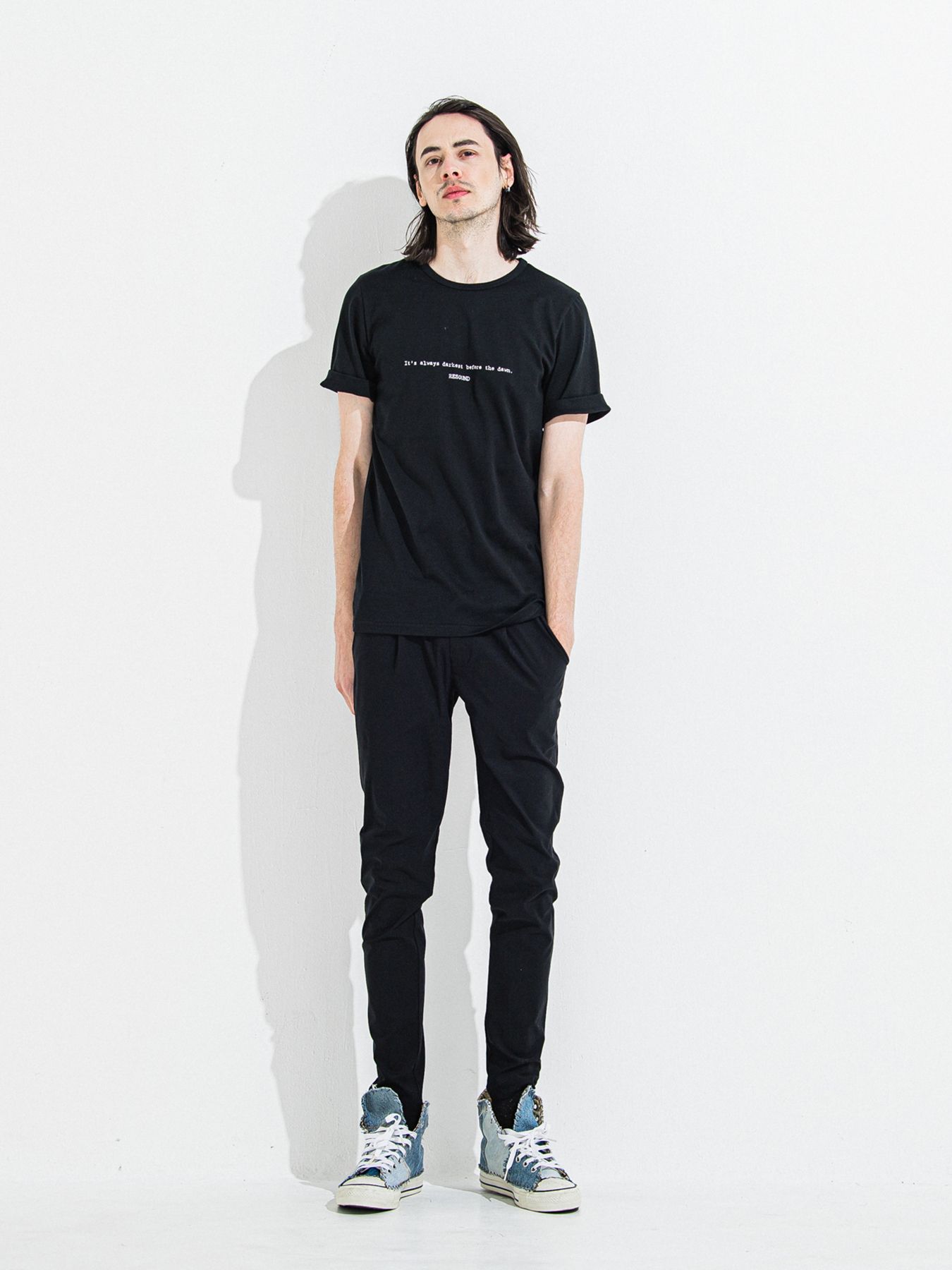 GIZA DAWN ROLL UP TEE / ギザドーンロールアップTシャツ / ブラック