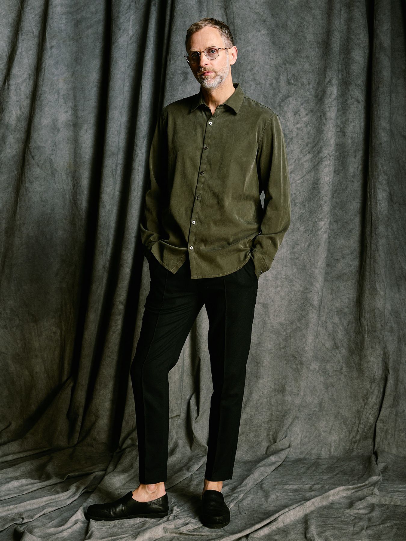 【予約品 4月19日(日) 18時締切】cupuro fibril dress shirt / キュプラフィブリル ドレスシャツ / フェードカーキ