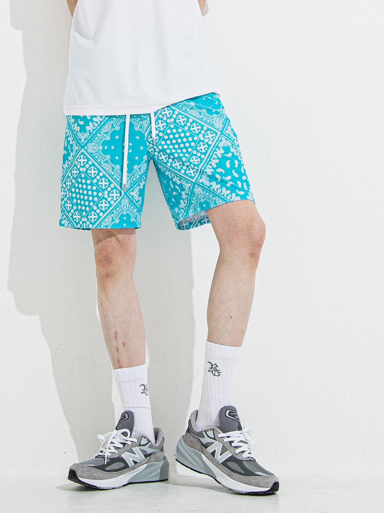 【予約品 】RASH SHORTS / ラッシュガード ショーツ / バンダナブルーグリーン