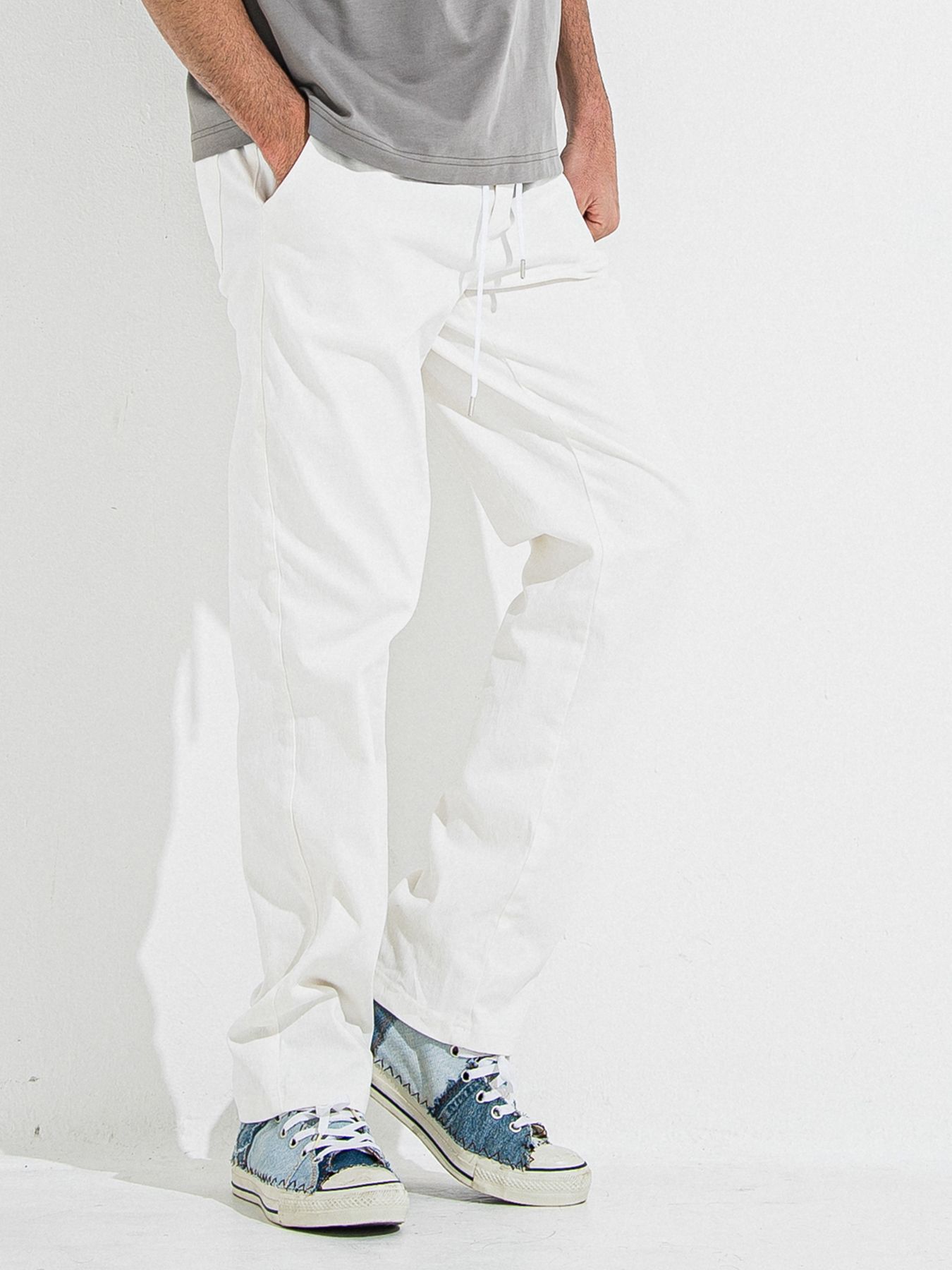DENIM JERSEY WIDE PT / デニムジャージワイドパンツ / ホワイト