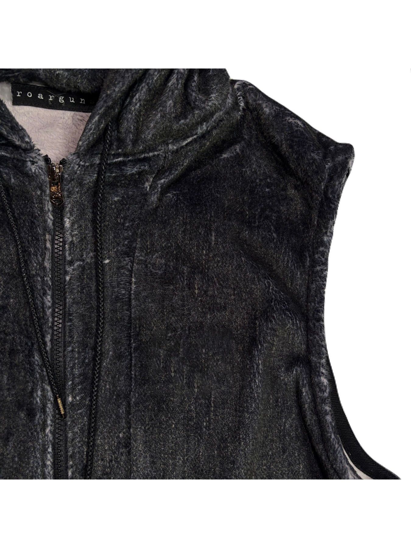 【予約品 3月9日(月) 18:00 締切】FLEECE DENIM VEST / デニムプリント フリース ベスト / ブラック