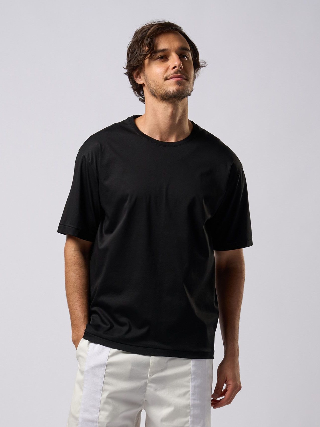 【予約品9月19日 10時締め】 silk touch ladder-st S/S  / Tシャツ / ブラック