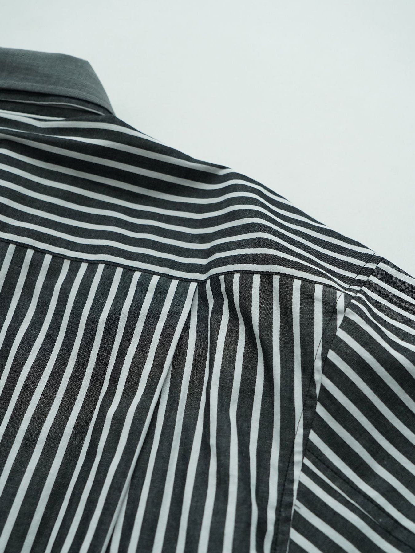 【予約品 10月26日(日) 締切】DOUBLESHIRT / レイヤード ストライプシャツ / BLACK Block.st