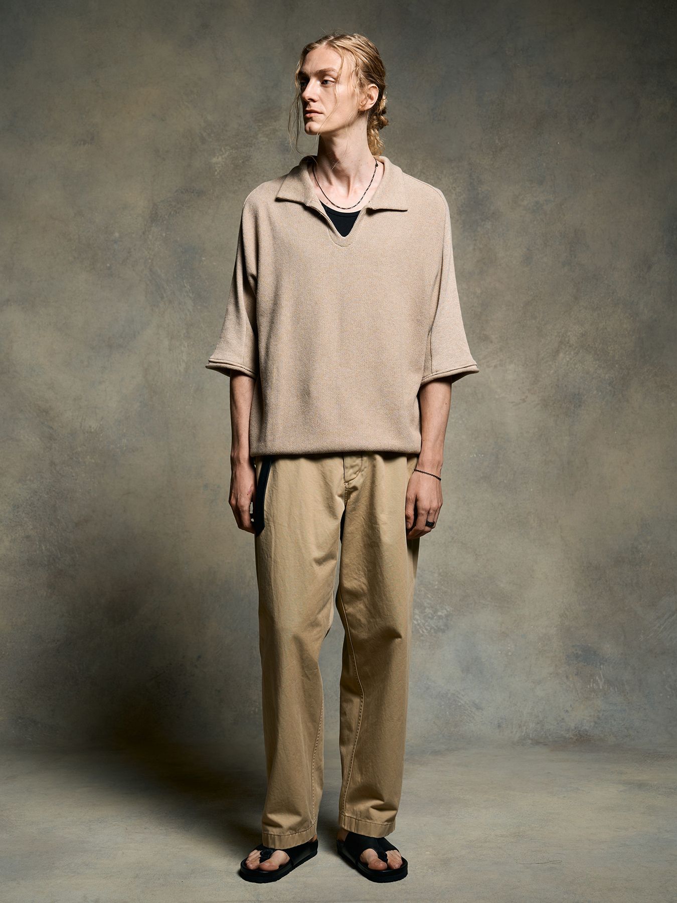 【予約品 9月23日(火) 締切】comfy skipper polo H/S / コンフィー スキッパーポロ ハーフスリーブ  / ライトベージュ