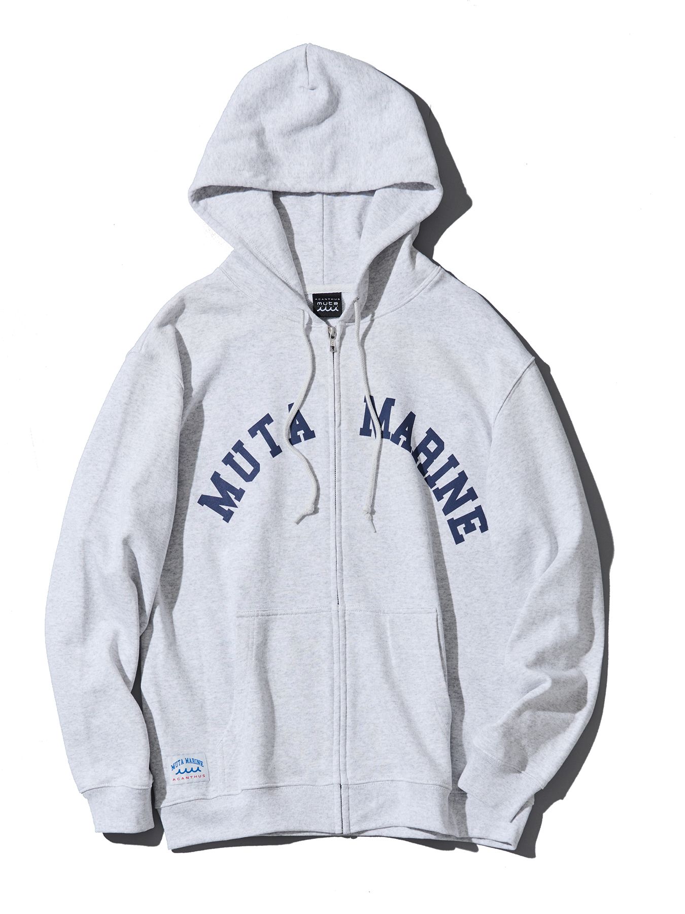 【予約品 10月9日(木) 締切】muta Arc Logo Zip Up Hooded Sweatshirt / ジップパーカー / アッシュグレー【Acanthus × muta MARINE】