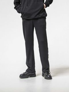 【予約品 8月31日(日) 締切】 VELOURS FLEECE WIDE TUCK PANTS / ベロアフリース ワイドタックパンツ / ブラック