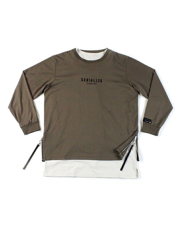 LOGO ZIP TEE×TANK TOP TシャツXタンクセット / モカチャコール×ベージュ